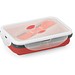 SAFFRON. Lunchbox. Faltbare hermetische Frischhaltebox aus Silikon und PP 640 mL, Rot