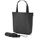 SKYLAR. 2-in-1-Regenschirm mit Einkaufstasche inklusive. Dieser ist aus recyceltem Polyester, Schwarz