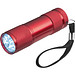 Taschenlampe aus Aluminium mit 9 LEDs, inkl. Batterien in einer Box, rot