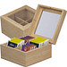 Teeaufbewahrungsbox aus Bambus mit Glasdeckel für 40 Teebeutel, beige