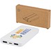 Adhil 10 W 10.000 mAh Powerbank aus recyceltem Kunststoff mit 2 integrierten Kabeln, weiss