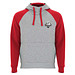 Badet zweifarbiger Kapuzenpullover Unisex, heather grau / rot, 2XL