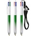 BIC® 4 Colours® Bicolor + Umhängeband Grün/Silber