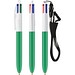 BIC® 4 Colours® Kugelschreiber + Umhängeband Weiß/Grün