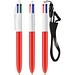 BIC® 4 Colours® Kugelschreiber + Umhängeband Weiß/Rot