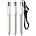 BIC® 4 Colours® Shine mit Lanyard-Kugelschreiber Weiß/Silbermetallic