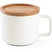 FANGIO. Tasse aus Keramik 220ml mit Deckel aus Bambus, der als Untersetzer dient, Weiß