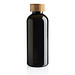 GRS rPET Flasche mit Bambus-Deckel, schwarz