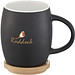 Hearth Keramiktasse mit Holz Deckel Untersetzer, 400 ml, schwarz/weiss
