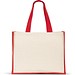 HELSINQUE COLOUR. Tasche aus Canvas (320 g/m²), mit Boden und Seiten aus farbig laminierter Jute (350 g/m²), Rot