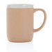 Keramiktasse mit weißem Rand, weiß, braun