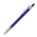 Druckkugelschreiber aus Metall mit silbernem Schaftring, blaue Mine, blau