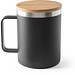 LAUDA. Becher aus 90% recyceltem Edelstahl mit Bambusdeckel 420 mL, Schwarz