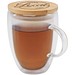 Leona 350 ml Glasbecher mit Bambusdeckel, transparent klar