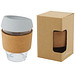 Lidan 360 ml Becher aus Borosilikatglas mit Korkgriff und Silikondeckel, grau