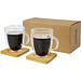 Manti 2-teiliger 350 ml doppelwandiger Glasbecher mit Bambusuntersetzer, transparent, natural