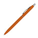 Schlanker, gummierter Druckkugelschreiber, blaue Mine, orange