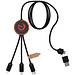SCX.design C37 3-in-1 rPET Ladekabel in rundem Bambusgehäuse mit Leuchtlogo, holz