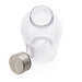 Auslaufsichere Trinkflasche mit Metalldeckel, transparent