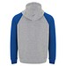 Badet zweifarbiger Kapuzenpullover Unisex, heather grau / royalblau, 2XL