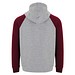 Badet zweifarbiger Kapuzenpullover Unisex, heather grau / Garnet, 2XL