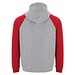 Badet zweifarbiger Kapuzenpullover Unisex, heather grau / rot, 2XL