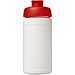 Baseline 500 ml recycelte Sportflasche mit Klappdeckel, weiß/rot