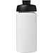 Baseline® Plus grip 500 ml Sportflasche mit Klappdeckel, weiß/schwarz