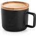 FANGIO. Tasse aus Keramik 220ml mit Deckel aus Bambus, der als Untersetzer dient, Schwarz
