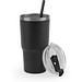 JOYNER M. Kompakter Reisebecher aus Edelstahl (91 % recycelt) mit vakuumisolierter Doppelwand und matter Oberfläche 600 ml, Schwarz