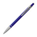 Druckkugelschreiber aus Metall mit silbernem Schaftring, blaue Mine, blau