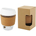 Lidan 360 ml Becher aus Borosilikatglas mit Korkgriff und Silikondeckel, weiss