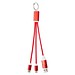 Metal 4-in-1 Ladekabel aus recyceltem Aluminium mit Schlüsselanhänger, rot