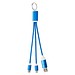 Metal 4-in-1 Ladekabel aus recyceltem Aluminium mit Schlüsselanhänger, royalblau