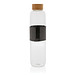 XD COLLECTION Borosilikat-Glasflasche Impact mit Bambusdeckel, 750 ml, transparent/grau