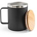 LAUDA. Becher aus 90% recyceltem Edelstahl mit Bambusdeckel 420 mL, Schwarz