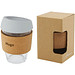 Lidan 360 ml Becher aus Borosilikatglas mit Korkgriff und Silikondeckel, grau
