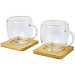 Manti 2-teiliger 250 ml doppelwandiger Glasbecher mit Bambusuntersetzer, transparent, natural
