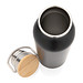 Moderne Stainless-Steel Flasche mit Bambusdeckel, schwarz