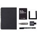 STARTER KIT INFINITEBOOK A5 PLANNER TEXTURE. Set bestehend aus einem Infinitebook mit Hardcover, einem Reinigungsset, einem Marker und einem Halter für Kugelschreiber, Schwarz