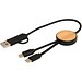 Chechia 30 cm 5-in-1 Kabel aus recyceltem Kunststoff für Datenübertragung und 27W Schnellladung mit Bambusdetails, schwarz