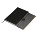 Recycled Leder Geschenkset  Notizbuch mit Metall-Kugelschreiber, schwarz