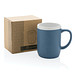 Keramiktasse mit weißem Rand, blau, weiß
