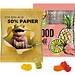 Minitüte, 12 g, recyclingfähiges Papier weiß, Trolli Vegane Gummibärchen, 14% Fruchtsaft, inkl. Druck