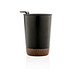 XD COLLECTION GRS rPP Edelstahl-Kaffeebecher mit Kork, schwarz