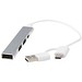 Alkaid 4 Port Hub aus recyceltem Aluminium mit USB-A- und Typ-C-Anschlüssen und zwei Eingängen, silber