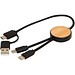 Chechia 30 cm 5-in-1 Kabel aus recyceltem Kunststoff für Datenübertragung und 27W Schnellladung mit Bambusdetails, schwarz
