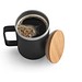 LAUDA. Becher aus 90% recyceltem Edelstahl mit Bambusdeckel 420 mL, Schwarz