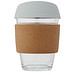Lidan 360 ml Becher aus Borosilikatglas mit Korkgriff und Silikondeckel, grau