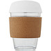 Lidan 360 ml Becher aus Borosilikatglas mit Korkgriff und Silikondeckel, weiss